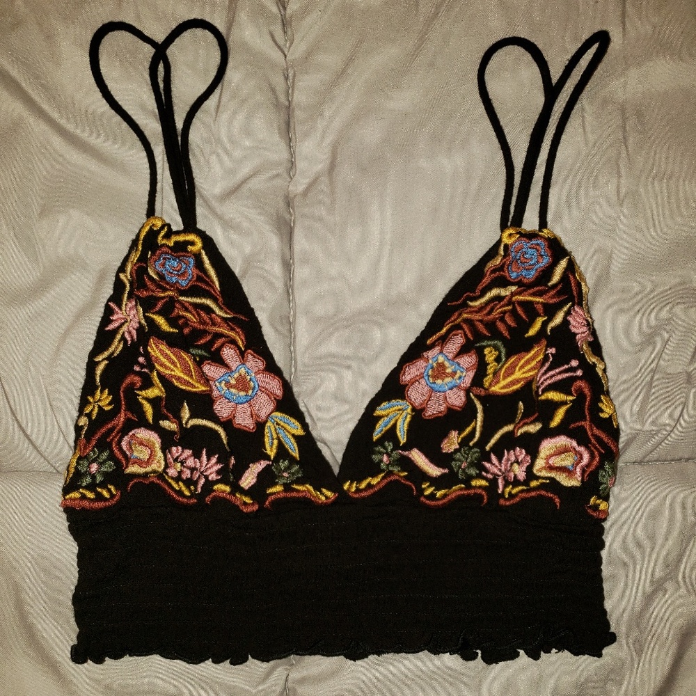 Embroidered Floral Bralette Top